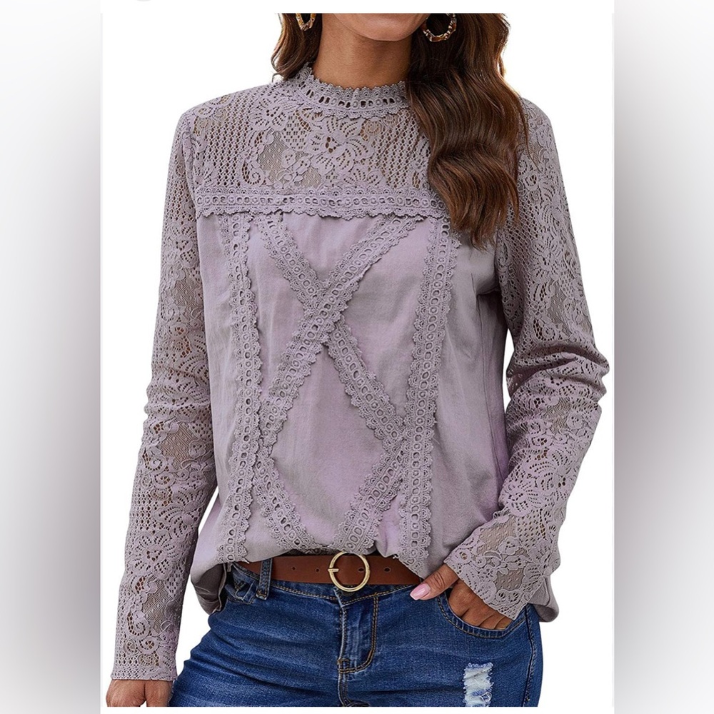Dusty purple/lavender long sleeve blouse/high neck shirt
